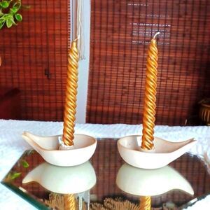 Pigeon Forge FishTail Pottery Candle Stick Holders A Set‎